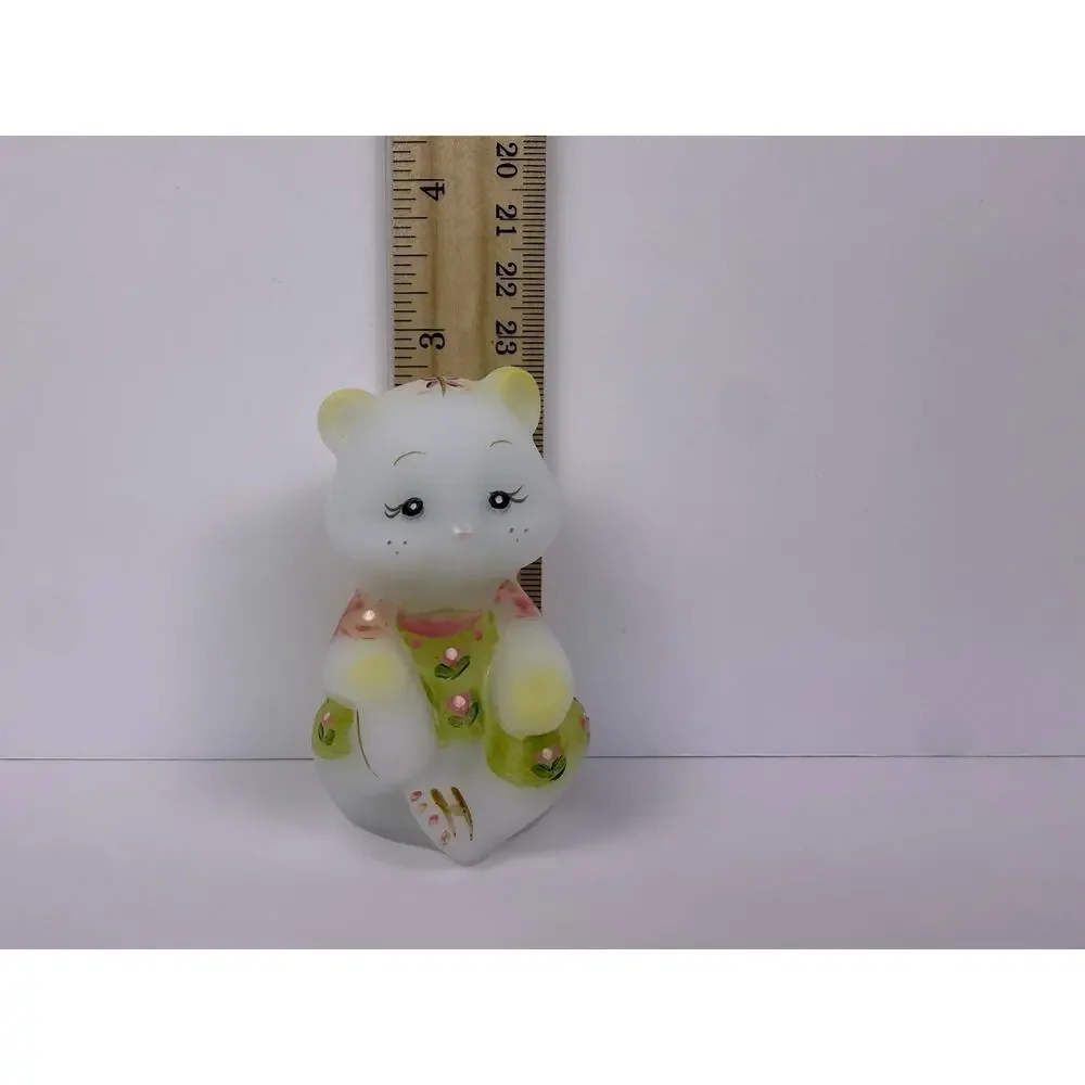 Fenton Limited Edition Spring Season Satin Glass Mini Bear Signed 21/250